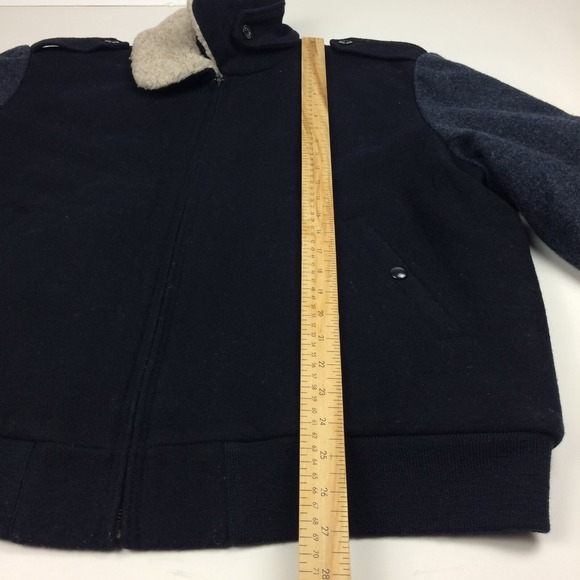 Wallace Barnes Jacket Mens XL Wool Bomber  Blue Sherpa Collar Zip Extra Large - Picture 9 of 16